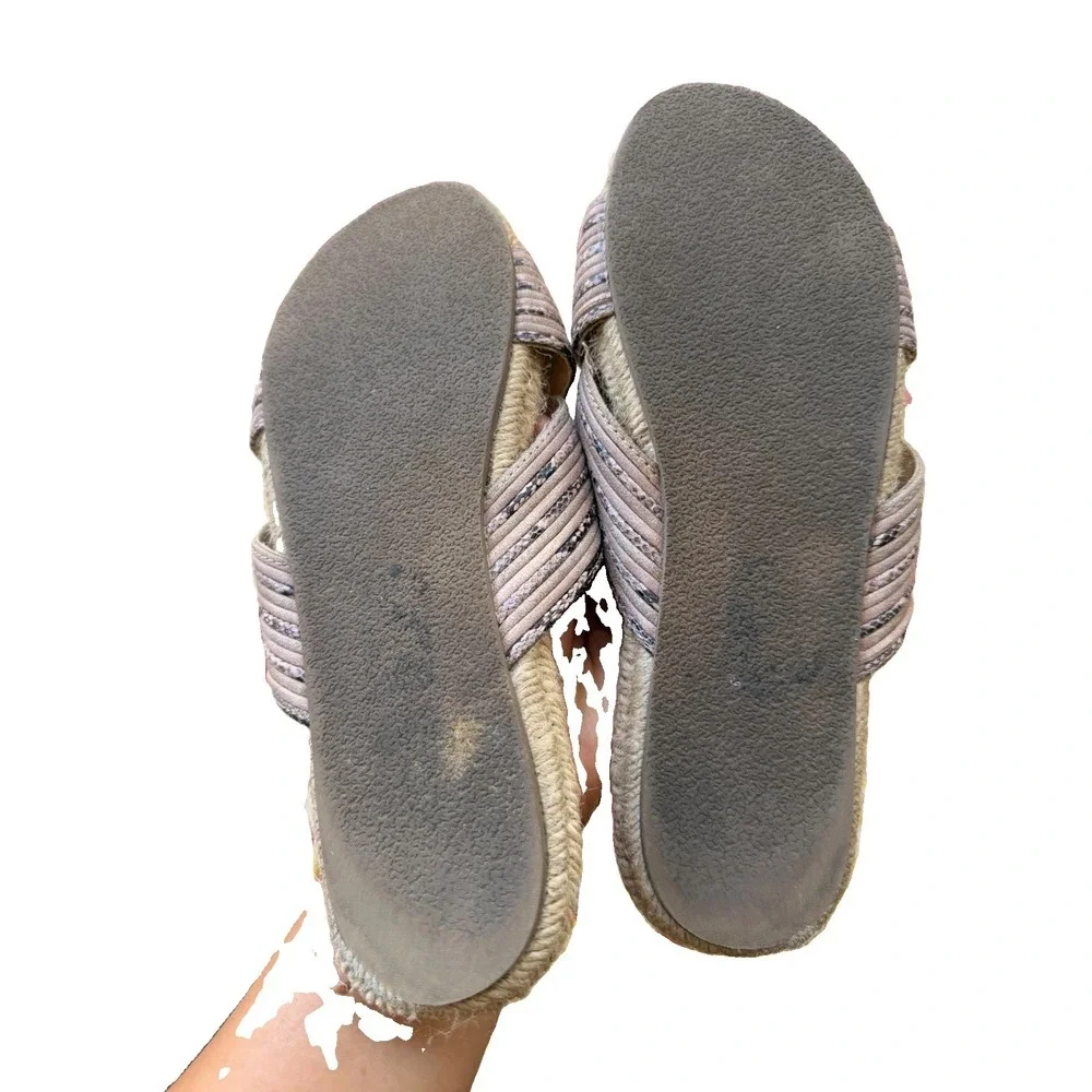 Blowfish Malibu Womens Crisscross Strap Slide Sandals Espadrille Neutral Sz 7